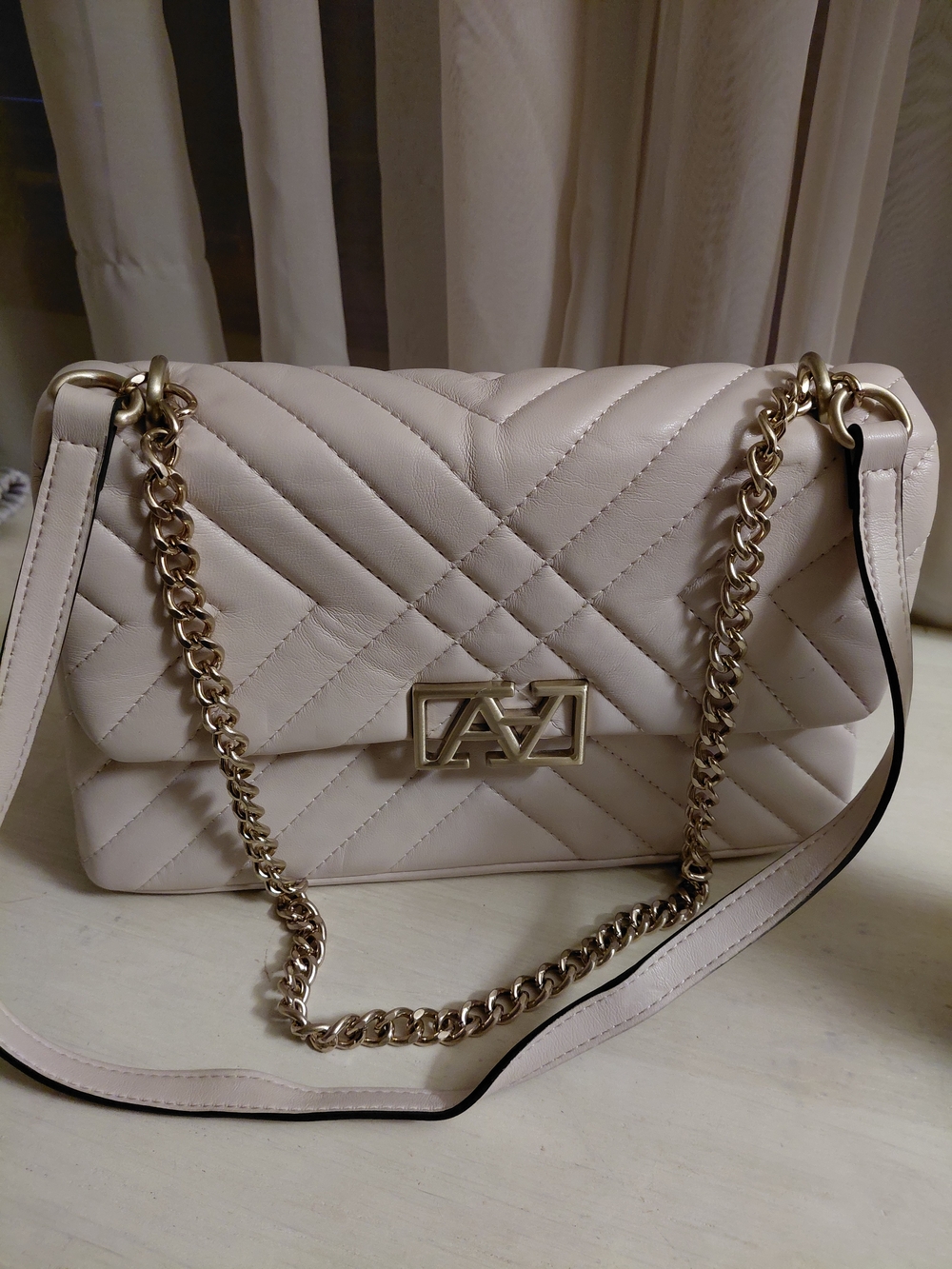 ALDO brand Quilted Cream Chain Shoulder Bag - Unbranded